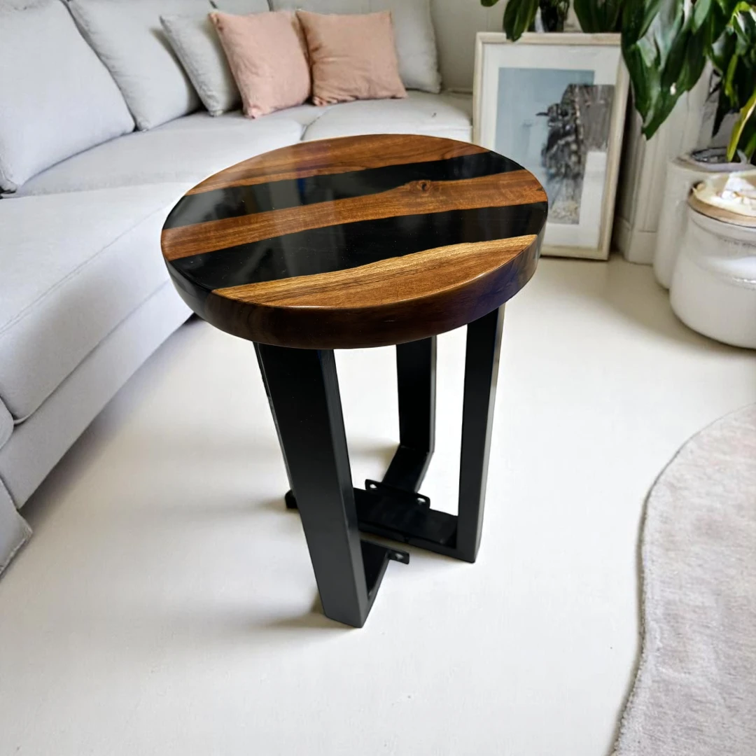 Solid Round Epoxy Table, Made by Vedant Artisans